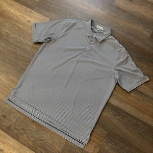 Peter Millar Summer Comfort Black White Striped‎ Polo Men's Sz XL Sleeve Logo